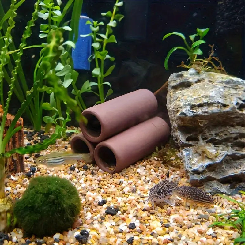 Fish Shrimp Shelter Clay Tube (3pc) – Ideal for Breeding & Hiding