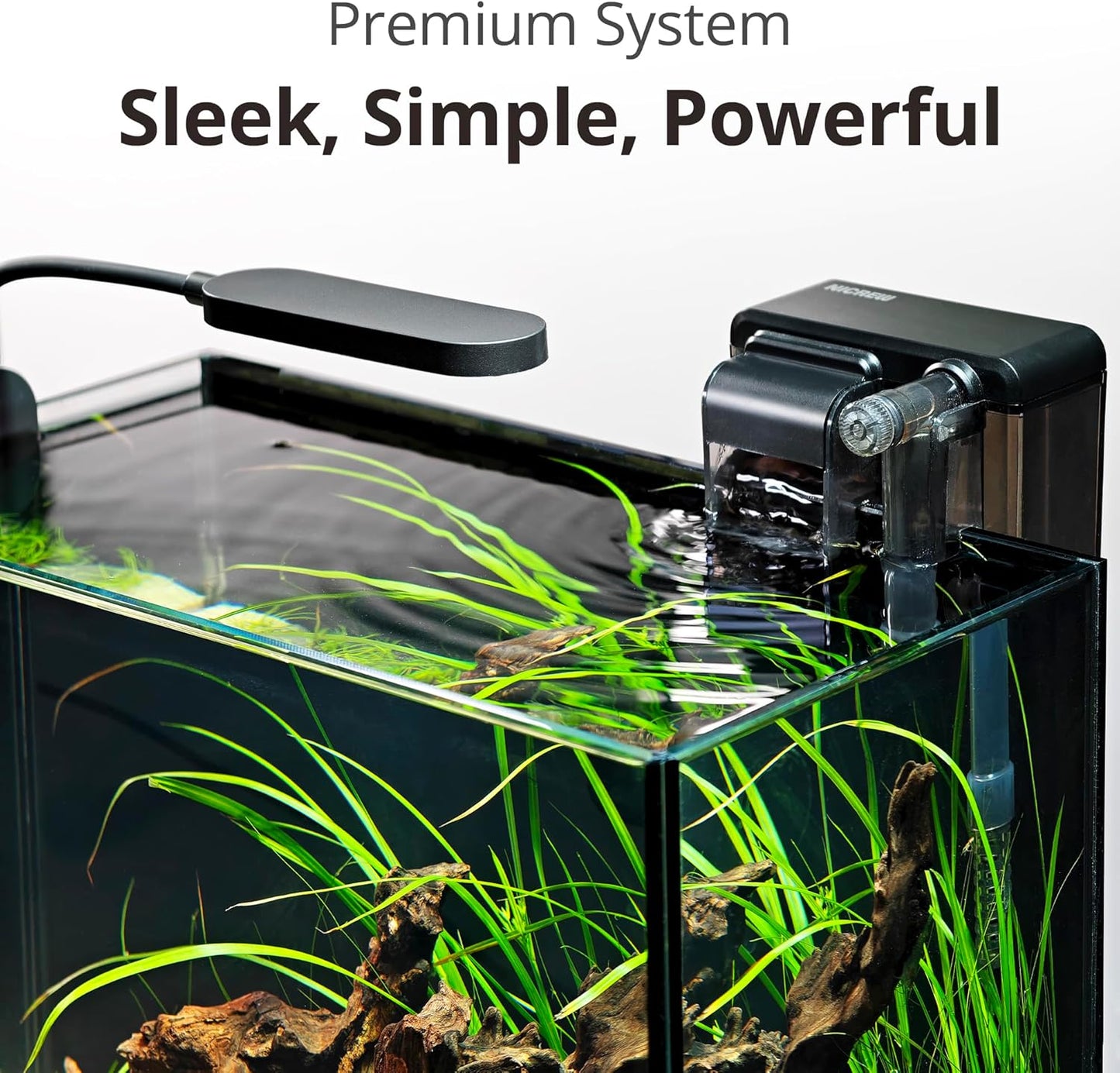NICREW Nano Nature Aquarium Kit, 2.5 Gallon, Ultra-Clear Rimless Desktop Fish Tank with Filter, Light and Starter Guide